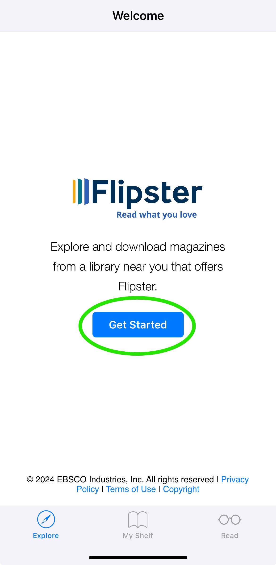 Click on 'Get Started'