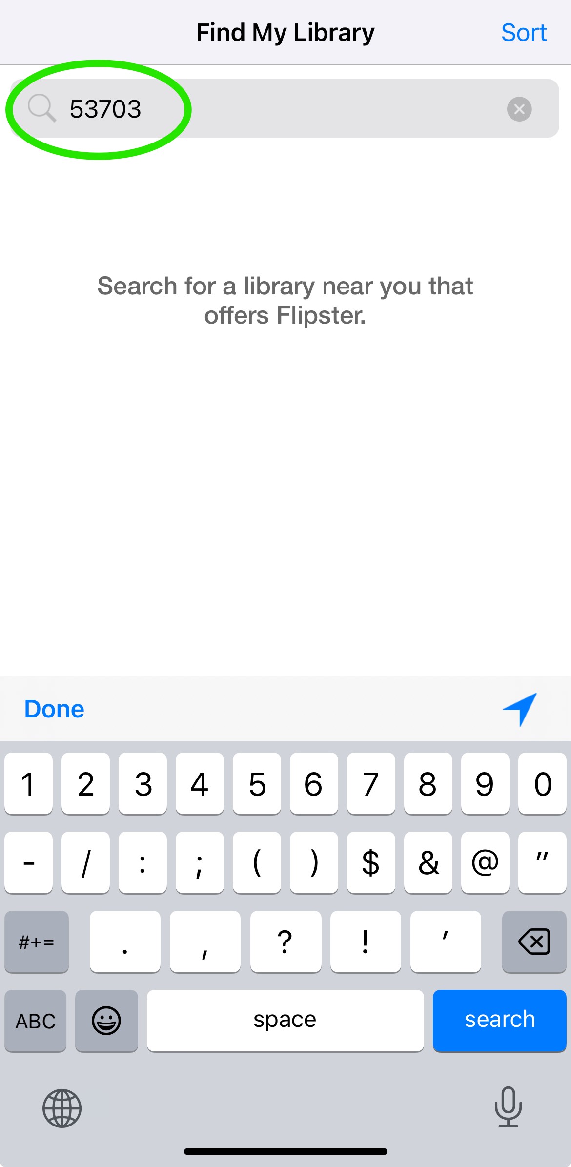 Use your zip code in the search box at the top of the app