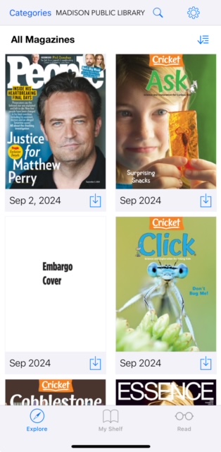 Choose from the available magazine titles