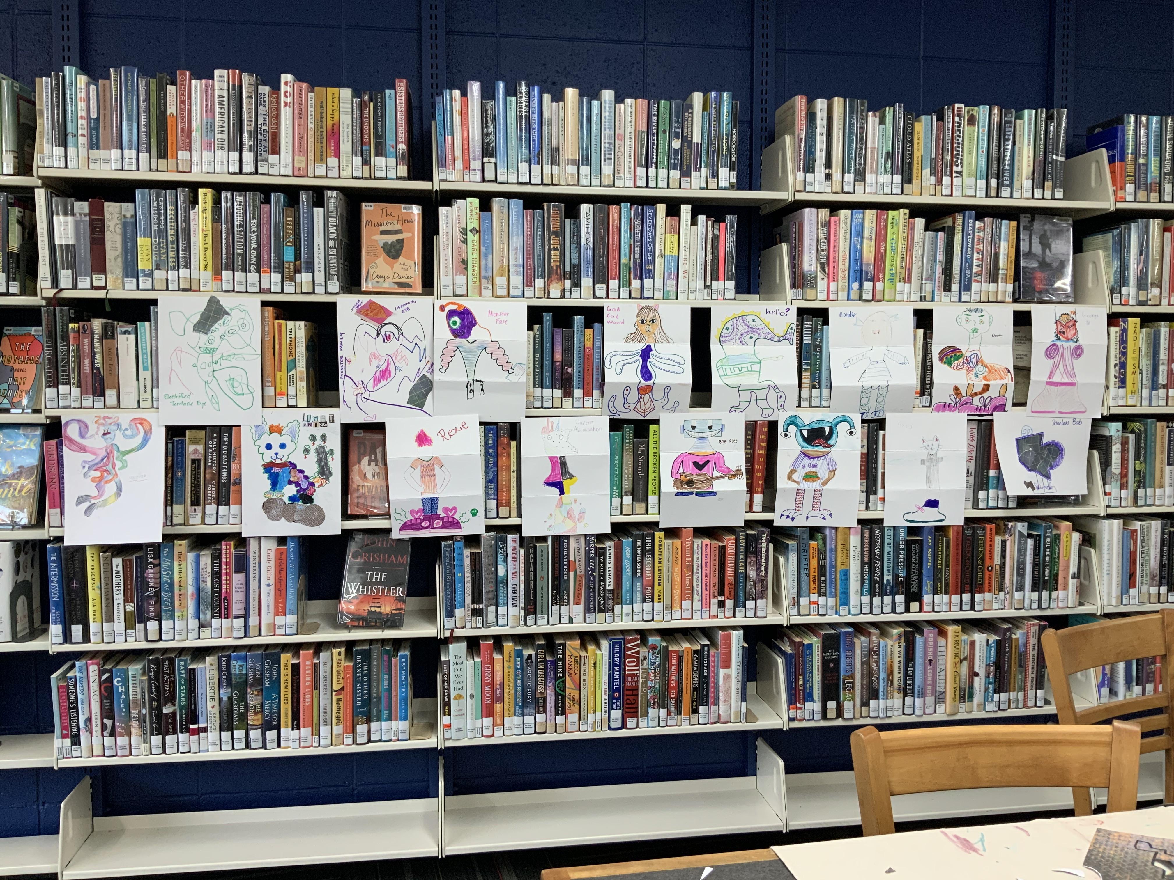 youth art display at Monroe Street library youth art display at Monroe Street library