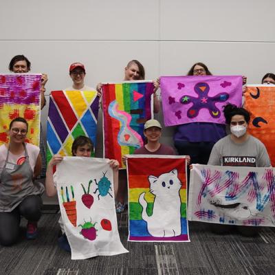 Make your own dyed fabric flag event at Pinney Library