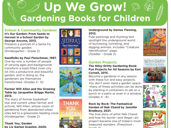 Gardening Book List for Kids Up We Grow English from Madison Public Library