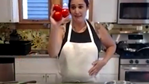 Chef Lily cooks Tomato Soup, tomato and cream cheese toasts and tomato salad