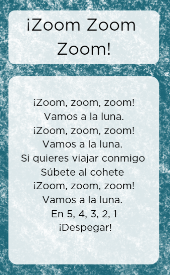 Zoom Zoom Zoom spanish baby song book