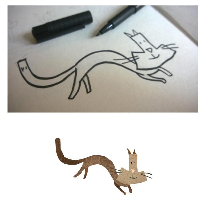 pen sketch of Katze