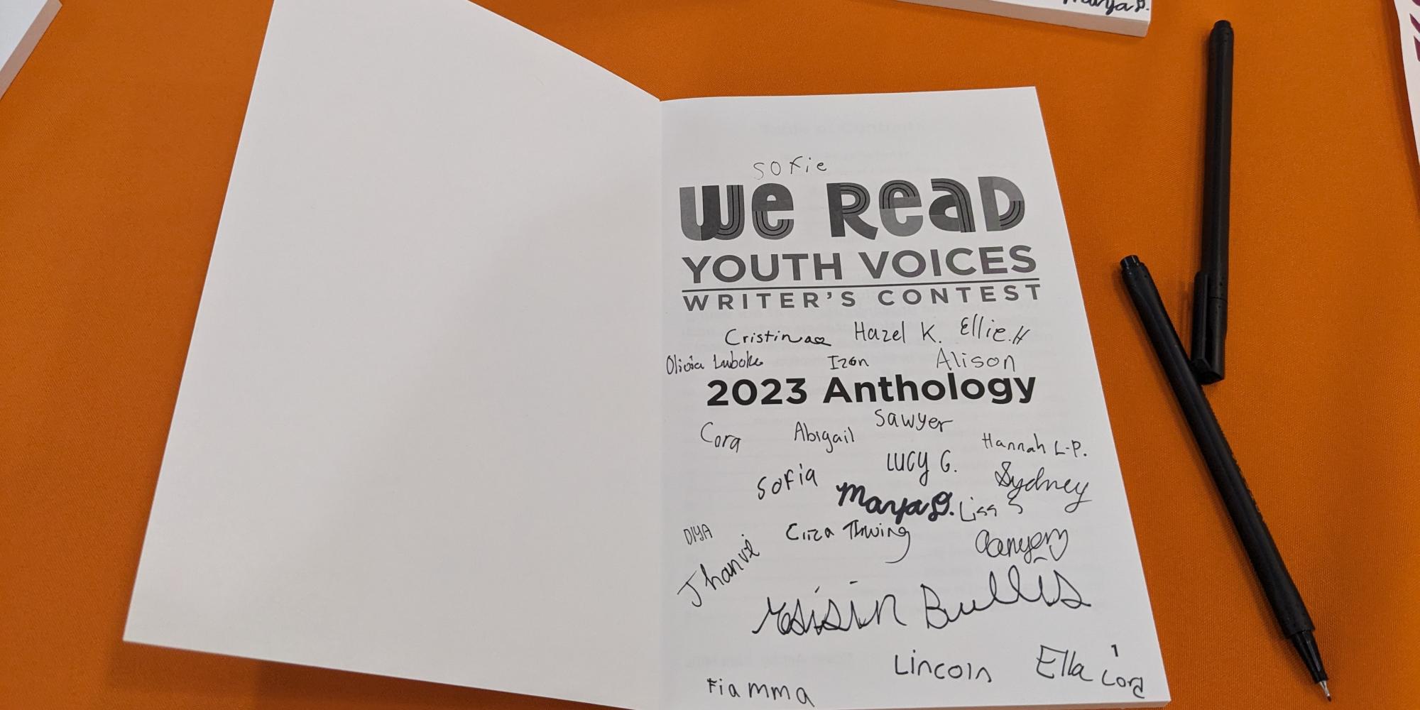 We Read Youth Voices Anthology Author Reception at Wisconsin Book Festival Fall Celebration October 2023 signed copy