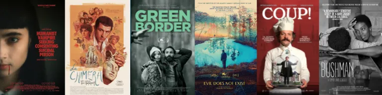 Six dvd and blu-ray movie covers from the Wisconsin Film Festival selections in 2024