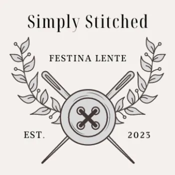 Logo: Simply Stitched, Festina Lente, Est. 2023