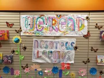 WE READ Community Coloring Banner Hawthorne Library