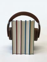 Graphic headphones around books