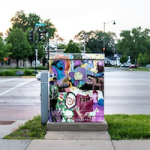 Bubbler - Projects Art installation on electificy box on sidewalk