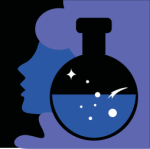 woman's purple silhouette behind scientific symbols