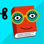 tinybopME.jpg A red book with large yellow glasses, big eyes and a small smile on a blue background